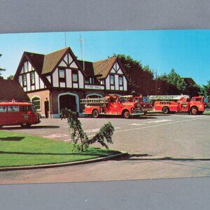 Vintage Postcard - Oak Bay Fire Hall Victoria Canada - Wright Everytime
